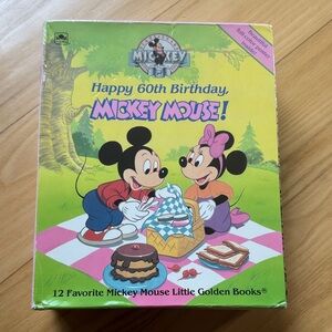 Vintage Mickey Mouse 60th Birthday Little Golden Books Disney Set
